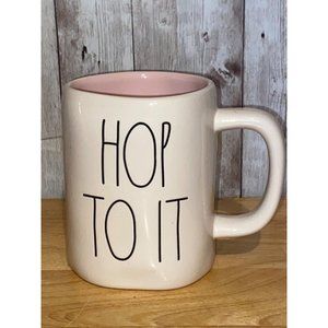 Rae Dunn By Magenta Ceramic HOP TO IT Pink Interior Coffee Tea Mug Cup Easter